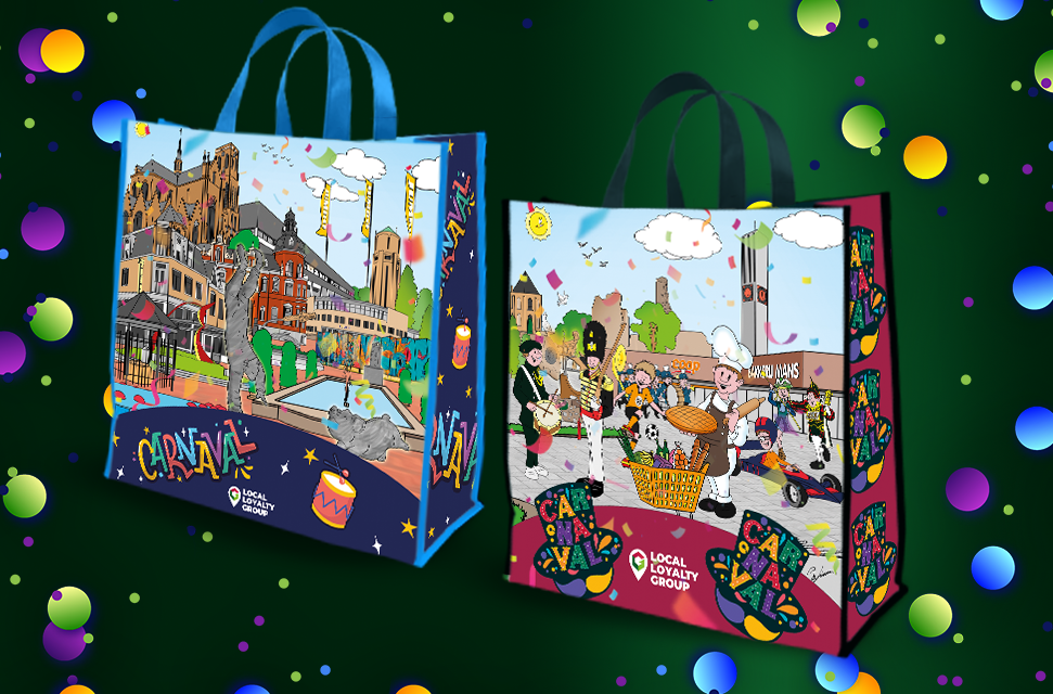 Gepersonaliseerde carnaval bigshopper voor supermarkten
